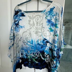 Joseph Ribkoff Blue and White Floral Blouse
